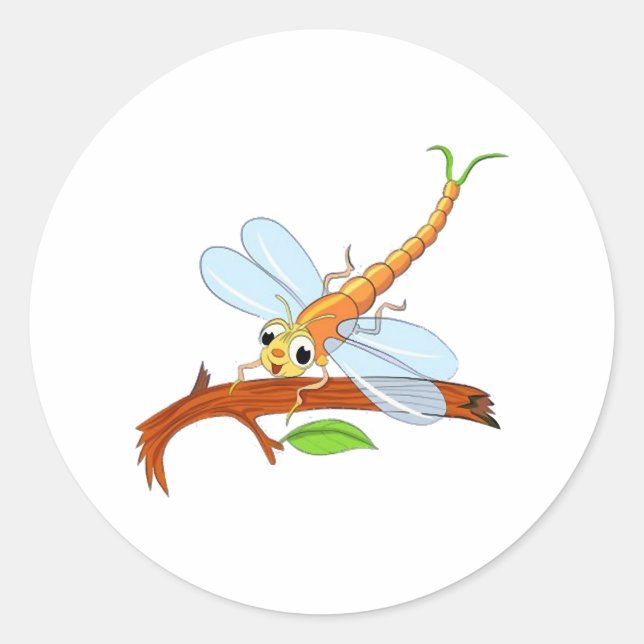 golden dragonfly classic round sticker (Front)