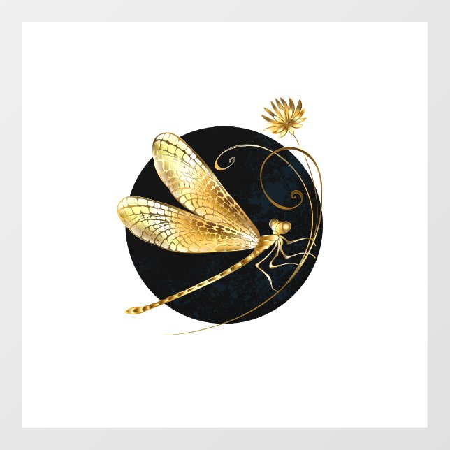 Golden dragonfly in black circle (Sheet)