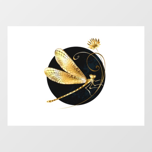 Golden dragonfly in black circle (Sheet)