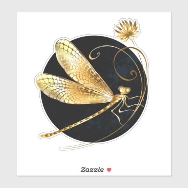 Golden dragonfly in black circle (Sheet)