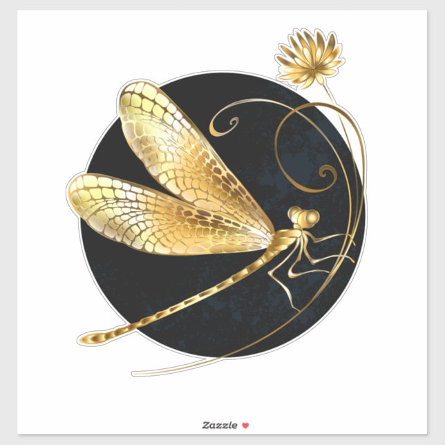 Golden dragonfly in black circle (Sheet)