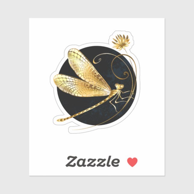 Golden dragonfly in black circle (Sheet)