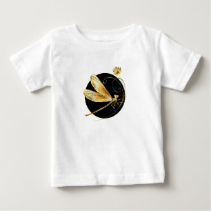 Golden dragonfly in black circle baby T-Shirt
