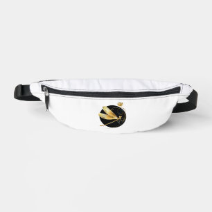 Golden dragonfly in black circle bum bags
