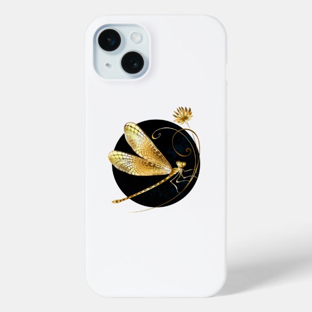 Golden dragonfly in black circle Case-Mate iPhone case (Back)