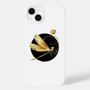 Golden dragonfly in black circle Case-Mate iPhone 14 plus case