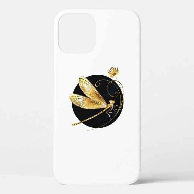 Golden dragonfly in black circle Case-Mate iPhone case (Back)