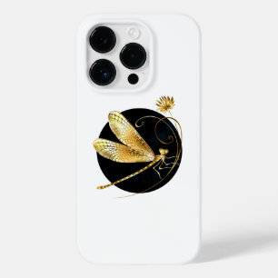 Golden dragonfly in black circle Case-Mate iPhone 14 pro case