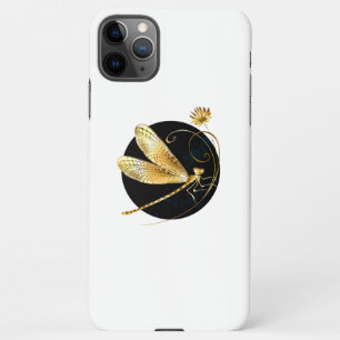 Golden dragonfly in black circle iPhone 11Pro max case