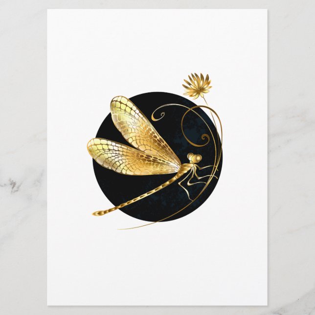 Golden dragonfly in black circle menu (Front)