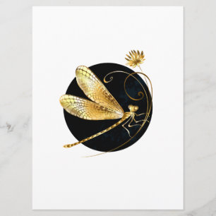Golden dragonfly in black circle menu