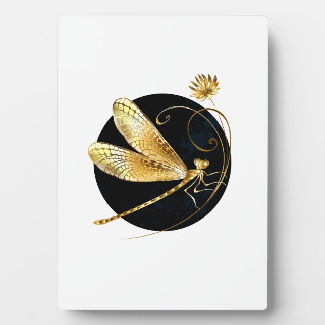 Golden dragonfly in black circle plaque (Front)