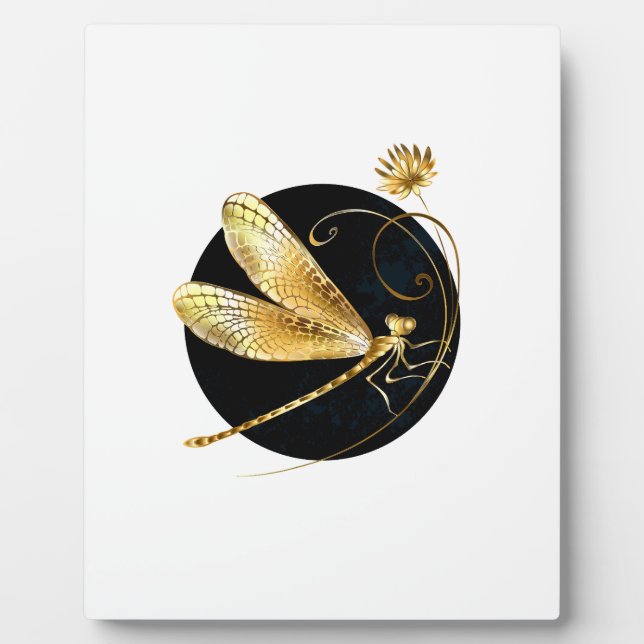 Golden dragonfly in black circle plaque (Front)