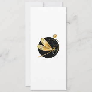 Golden dragonfly in black circle save the date