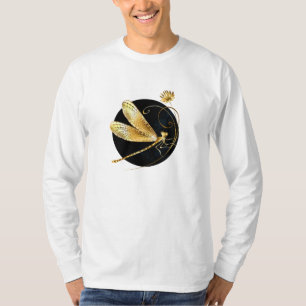 Golden dragonfly in black circle T-Shirt