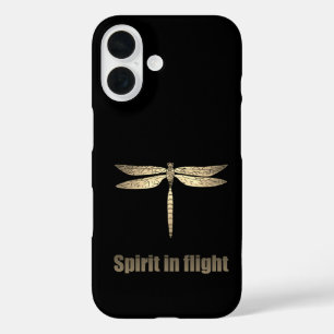 Golden Dragonfly in Flight Illustration iPhone 16 Case