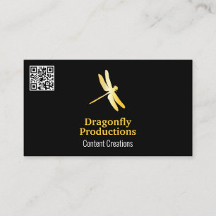 Golden Dragonfly Logo QR Code Business Card