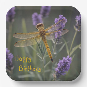 Golden Dragonfly Paper Plate
