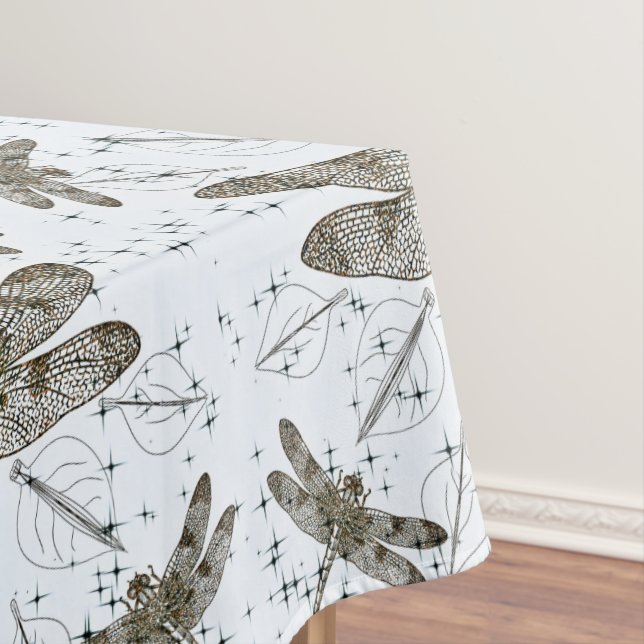 Golden dragonfly pattern - light tablecloth (In Situ)