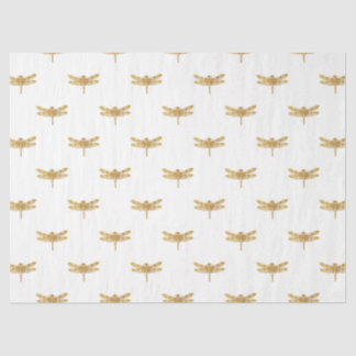 Golden Dragonfly Repeat Gold Metallic Foil Tissue Paper