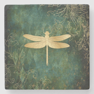 Golden Dragonfly Stone Coaster