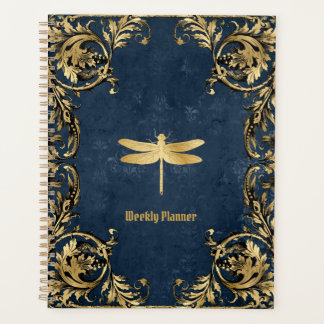 Golden Dragonfly Whimsical Undated Planner