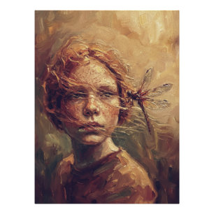 Golden Dragonfly Whisper – Warm Impressionist Oil Photo Print