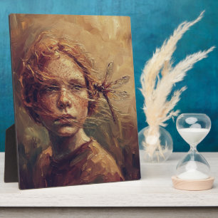 Golden Dragonfly Whisper – Warm Impressionist Oil Plaque