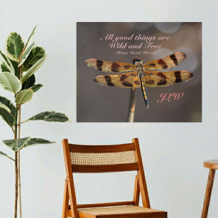 Golden Dragonfly Wild and Free Quote Photographic Acrylic Print