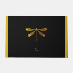 Golden Dragonfly with Custom Text Doormat