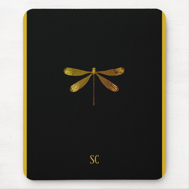 Golden Dragonfly with Custom Text Mouse Pad (Front)