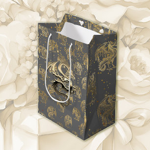 Golden Dragons and Stars Medium Gift Bag