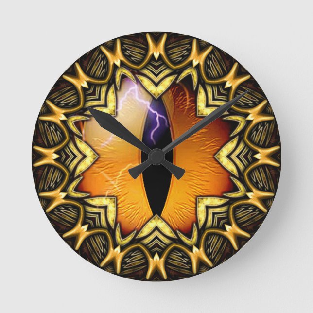 Golden Dragon's Eye Round Clock (Front)