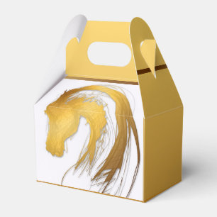 Golden Drawing Horse Year Zodiac Gable Favour Box