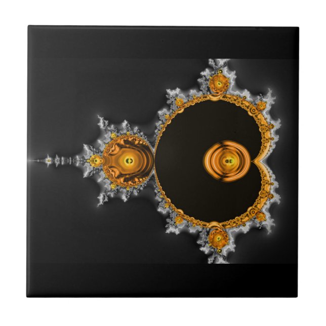 Golden Dream. The Famous Full Mandelbrot Set Ceramic Tile (Front)