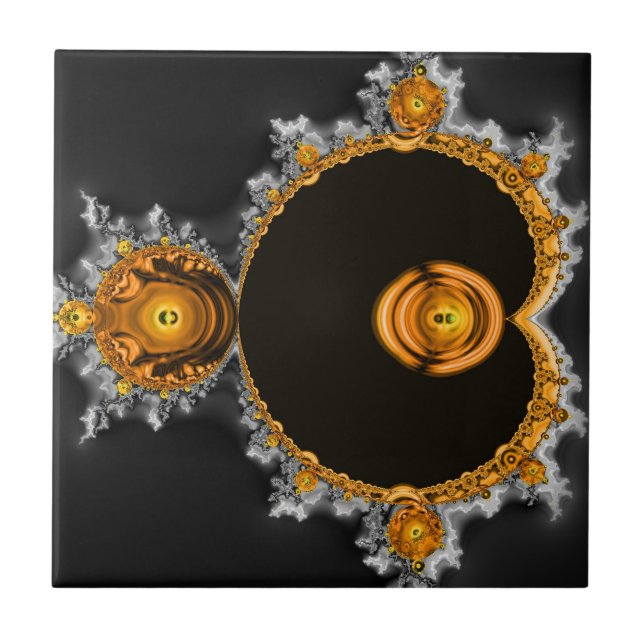 Golden Dream. The Famous Full Mandelbrot Set Ceramic Tile (Front)