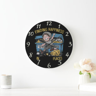 Golden Dreams: A Wealthy Boy Large Clock