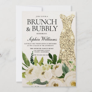 Golden Dress Brunch & Bubbly Bridal Shower Invitation