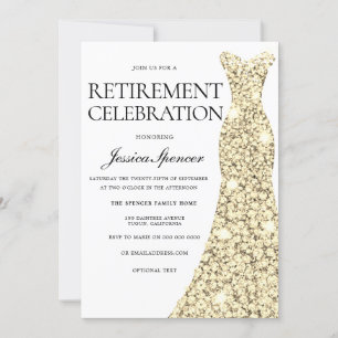 Golden Dress Retirement Party Celebration Invite