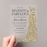 Golden Dress Womans 70th Birthday Party Acrylic Invitations<br><div class="desc">Golden Dress Womans 70th Birthday Party Acrylic Invitations Party 70 and fabulous
Variations to the invitation and matching items in our store</div>