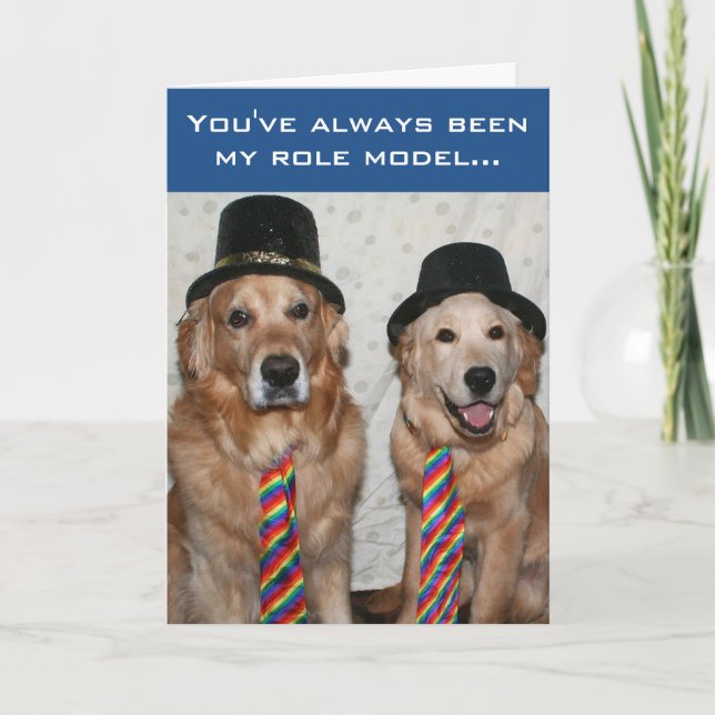 Golden Dressing Up Like Dad for Father's Day Card (Front)