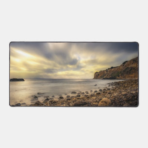 Golden Drift at the Edge of the Sea Desk Mat