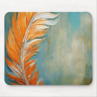 Golden Drift Feather Art Mousepad