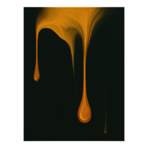 Golden Drip Abstract Dark Art Print