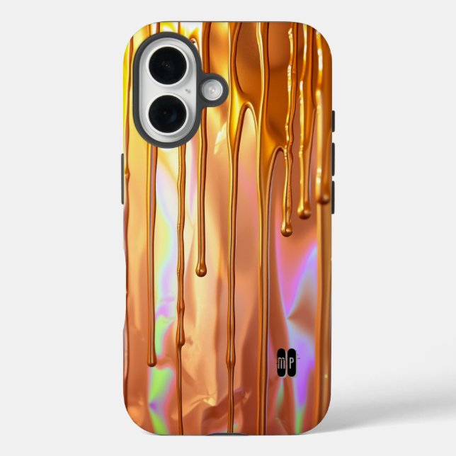 Golden Drips on Iridescent Surface Case-Mate iPhone Case (Back)