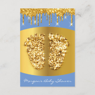 Golden Drips Royal Blue Baby Shower Feet Boy Invitation