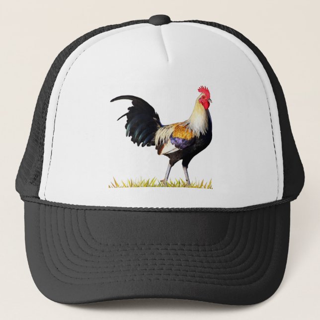 Golden Duckwing American Rooster Trucker Hat (Front)