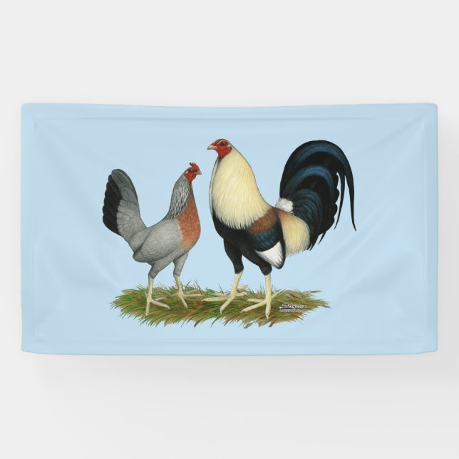 Golden Duckwing Chickens Banner (Horizontal)