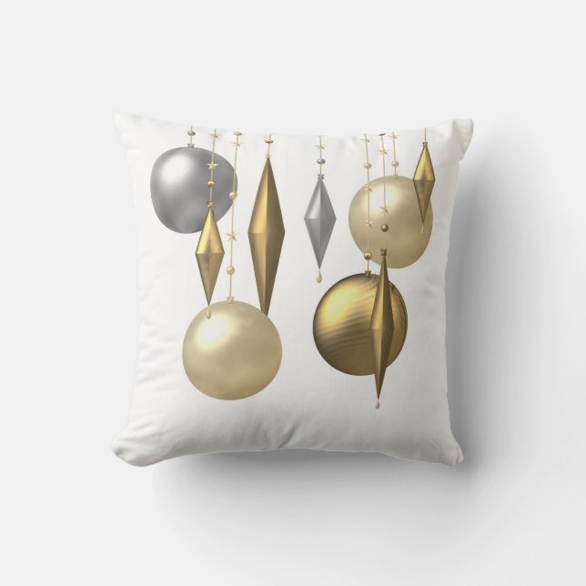 golden dull christmas ball on white background cushion (Front)
