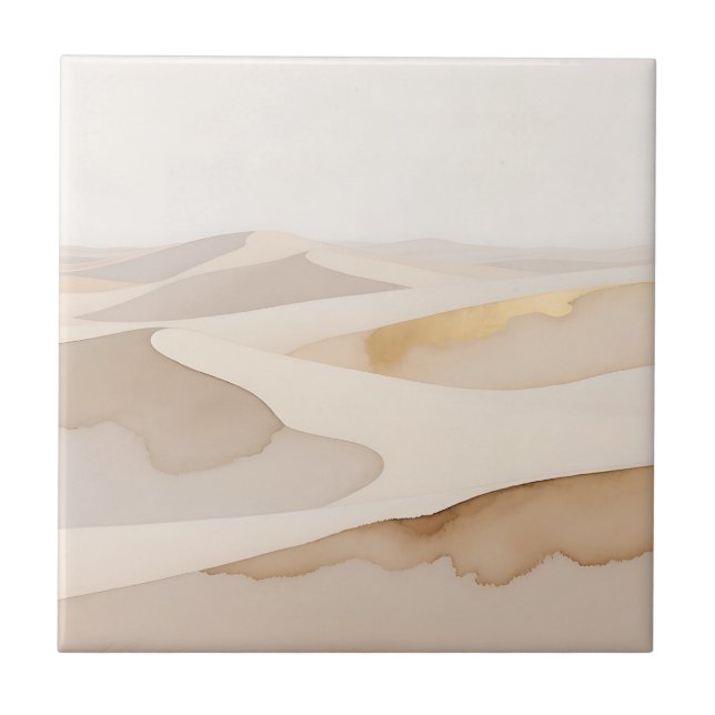 Golden Dunes Abstract Serenity Ceramic Tile (Front)